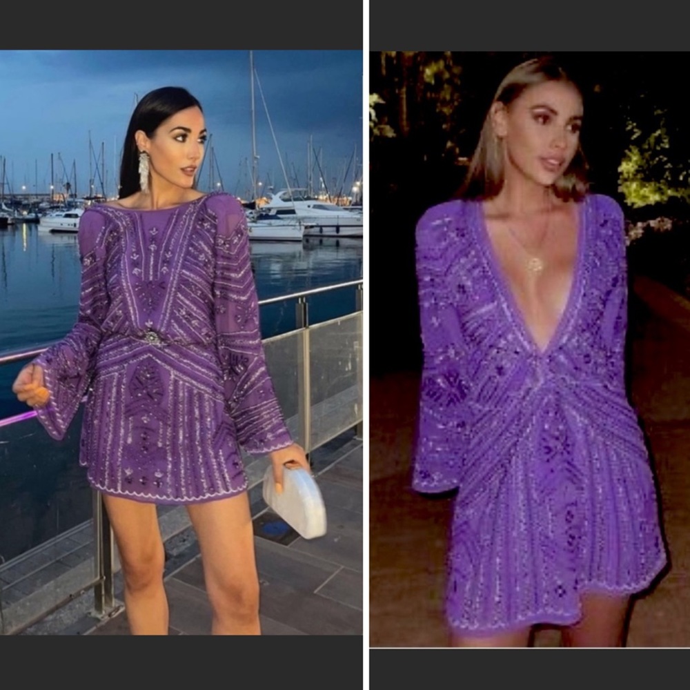 Zara beaded handcrafted purple tunic dress, multi-way fitting